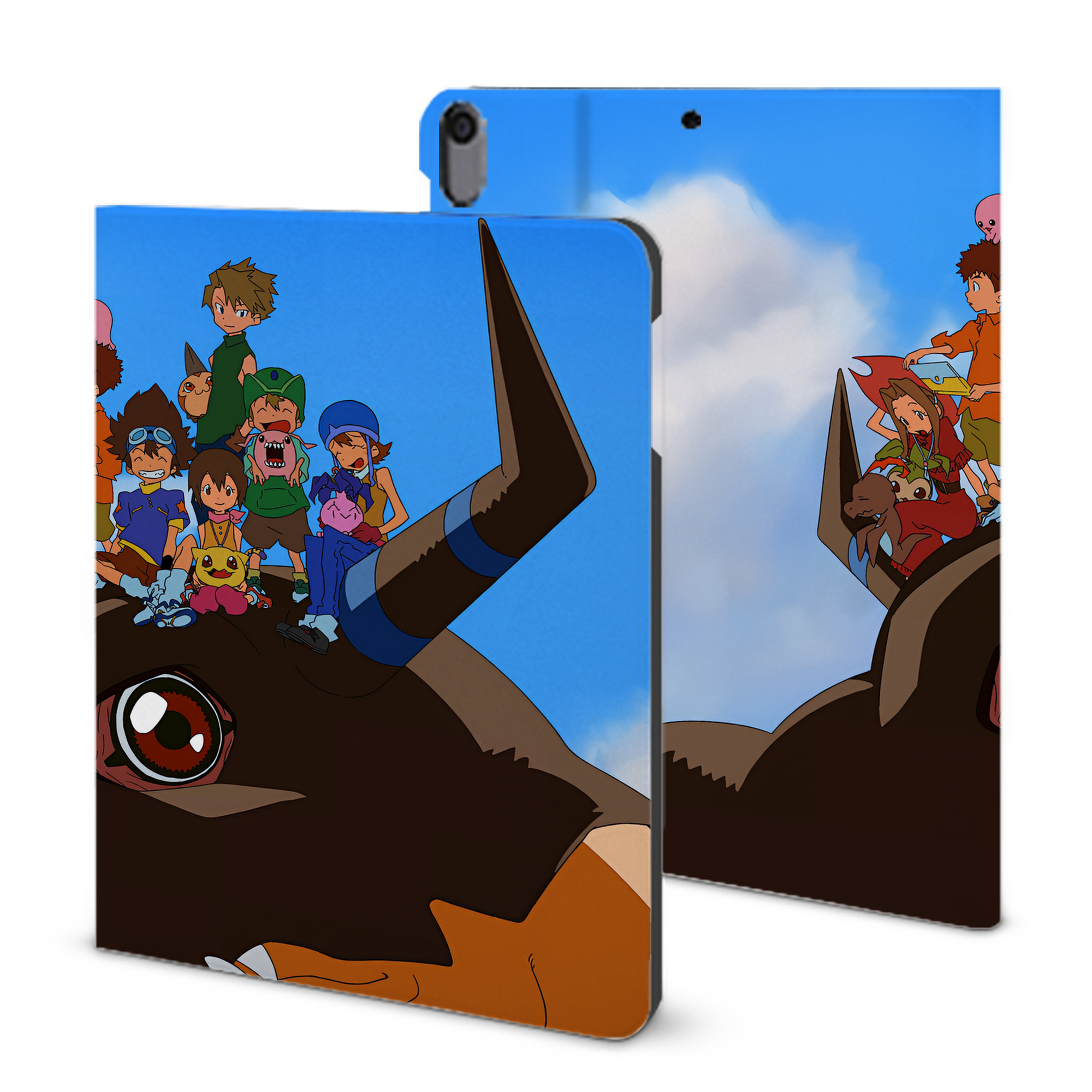 （画像用） Digimon デジタルモンスター/デジモン IPad ケース ブック型 PUレザー TPU 耐衝撃 軽量 薄型 ペン収納なし 全面保護 IPad 各モデル対応
